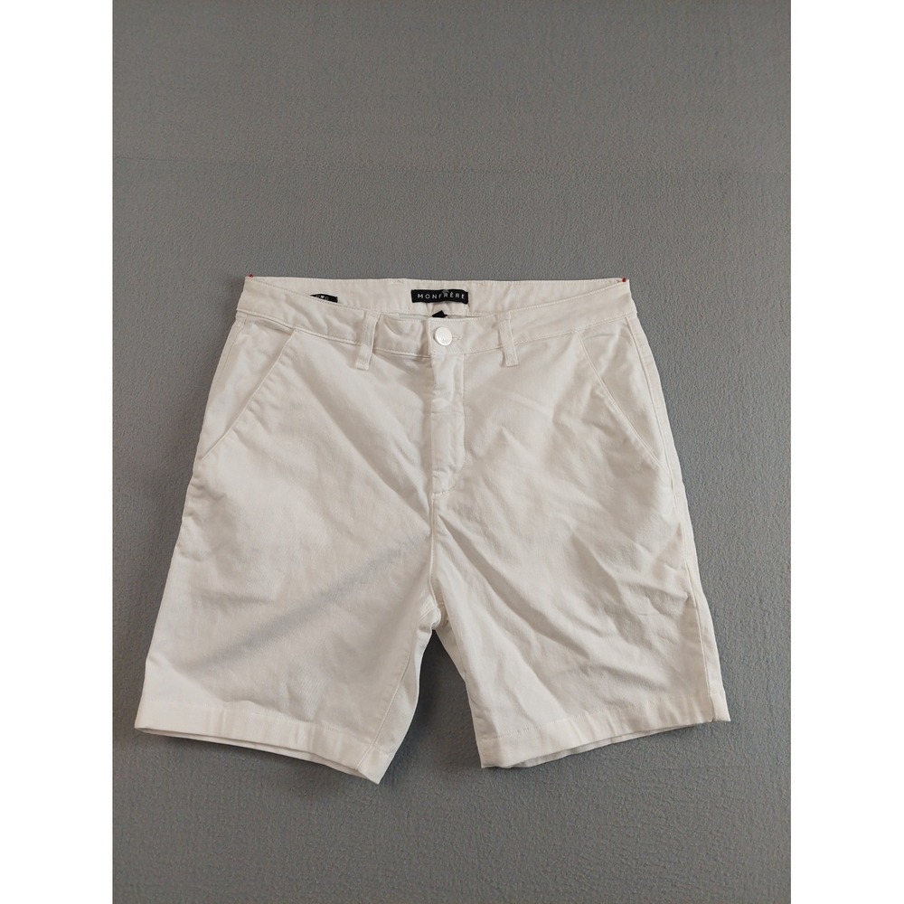 Monfrere Men Short 34 White‎ Chino Classic Fit Flat Front Casual Slash Pockets